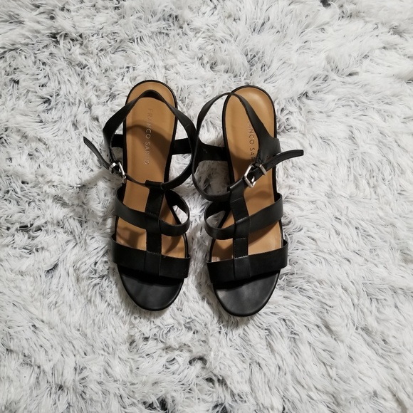 Franco Sarto Mendoza black wedge sandals size 10M - Picture 4 of 8